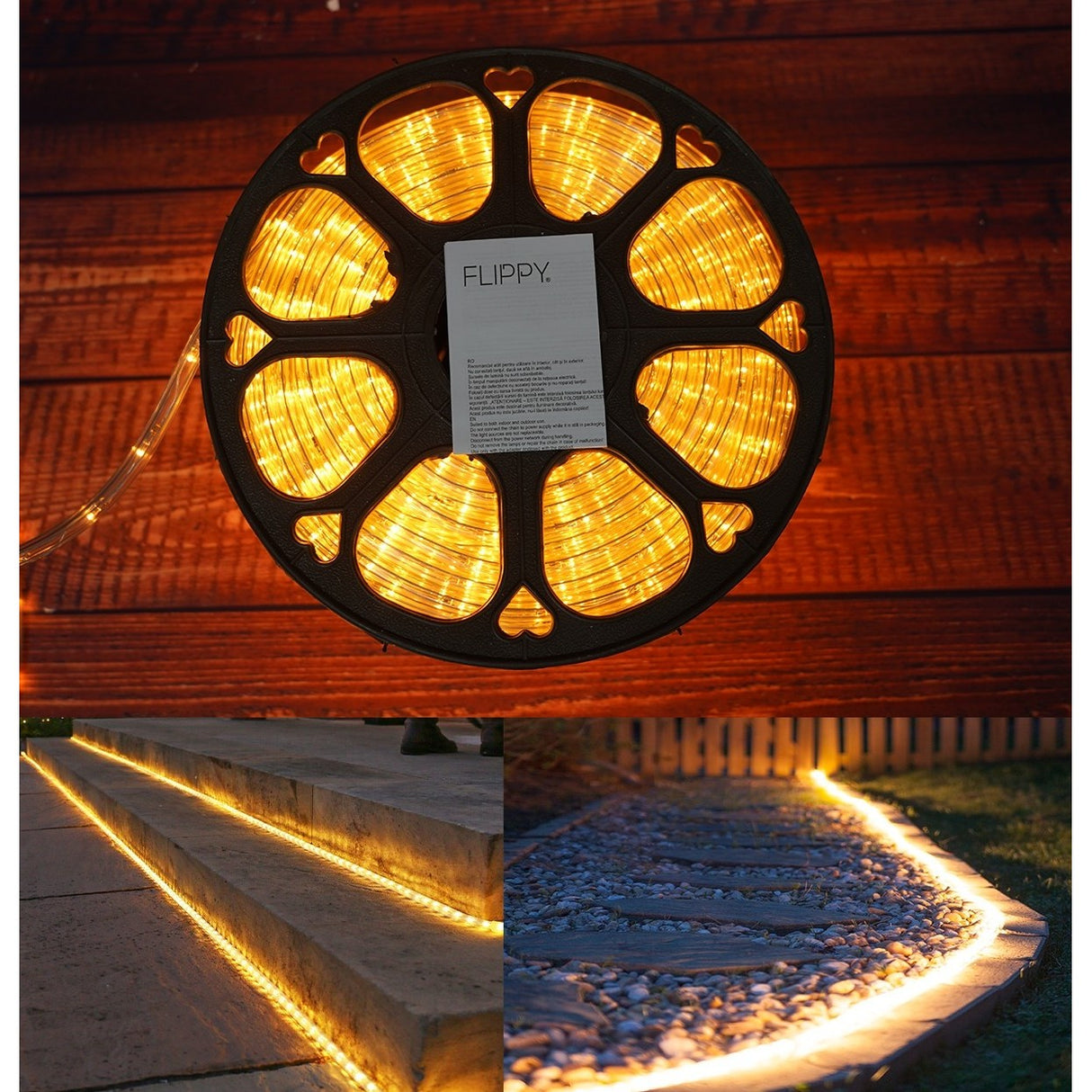 Instalatie Craciun, 12 m, 288 Led-uri ,Furtun Luminos, Alb cald, 8 jocuri de lumini, Transformator, Sectionabila, 220 V, Vivimall - vivimall.ro