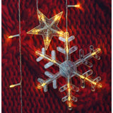 Karácsonyi installáció, 138 LED, függöny típusú, hópelyhekkel, -meleg, 2,5 m, beltéri/kültéri