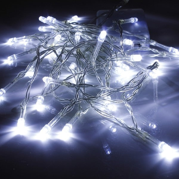 Karácsonyi installáció, 145 M, LED-ek, rojtos, hideg fehér, villanófény, tápegység, összekapcsolható, gumírozott vezeték, 220V