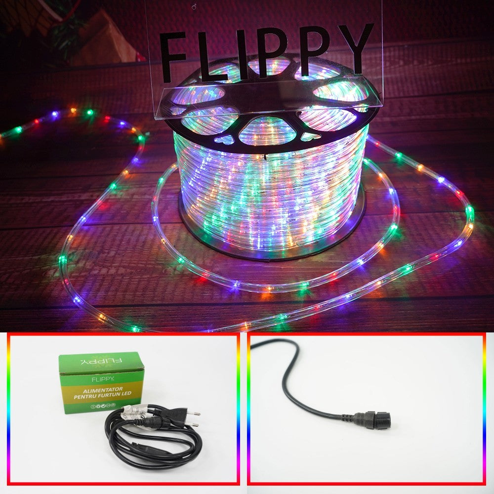 Karácsonyi installáció, 2 m, 48 LED, fénycső, transzformátor, 8 fényeffektus, szekcionált, 220 V
