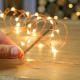 Karácsonyi installáció, Lineáris, 2 M, Elemek, 20 LED, Rézdrót, Beltéri/Kültéri