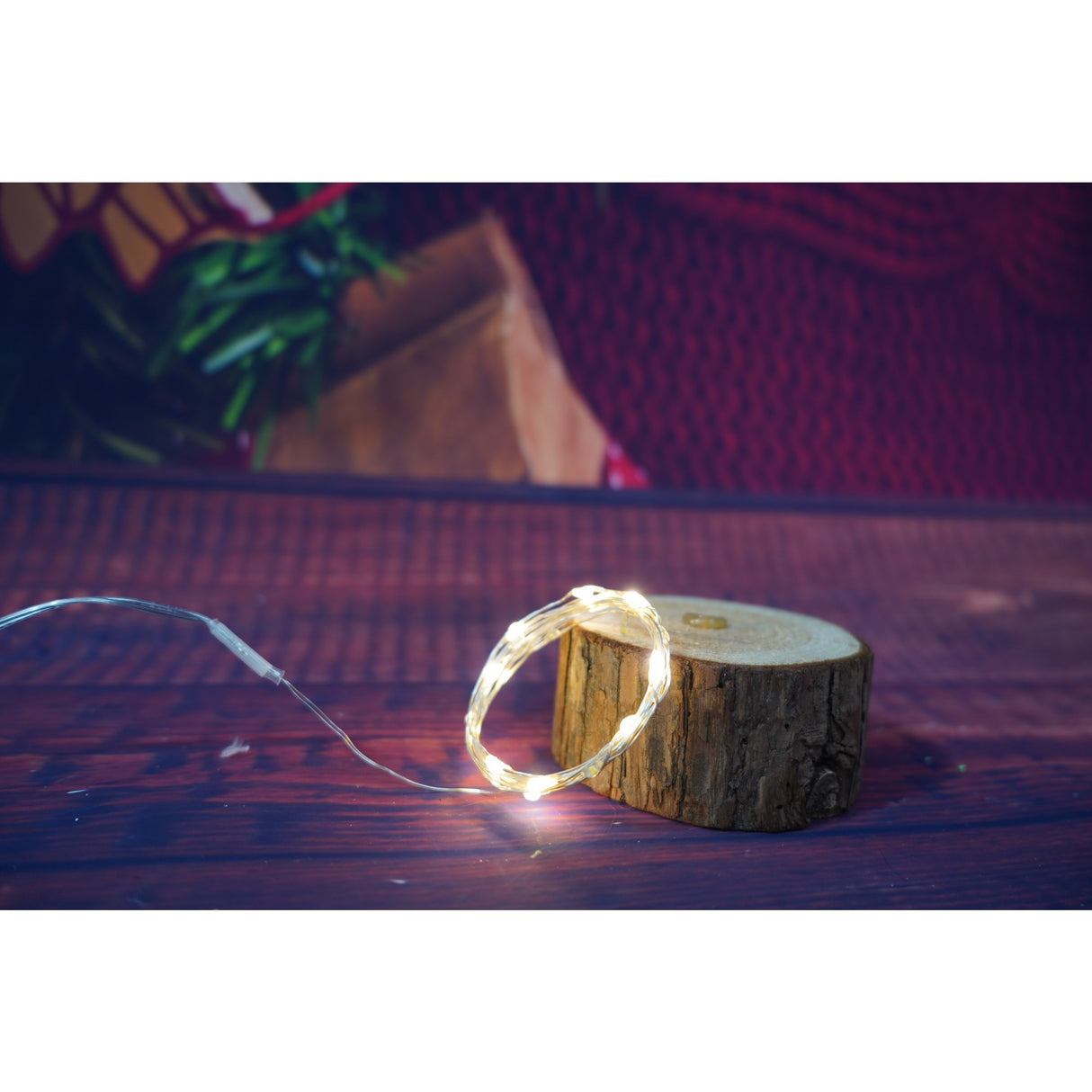 Karácsonyi installáció, 2 méter, 20 LED, 8 funkciós távirányító, USB, rézhuzal, lineáris, beltéri/kültéri