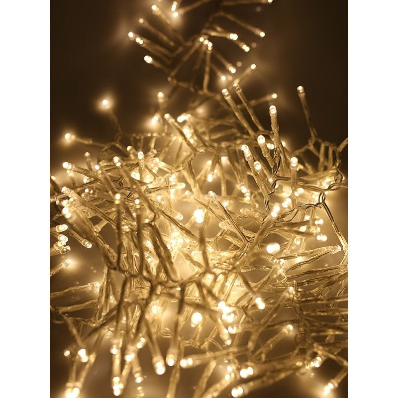 Instalatie Craciun, 220 m, 5280 Led-uri ,Franjuri, Alb cald, Flash, Alimentator, Interconectabila, Prelungitor 6.5 m inclus, Fir Transparent Cauciucat, 220v, Vivimall - vivimall.ro