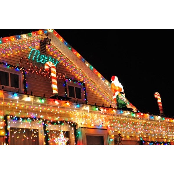 Instalatie Craciun, 25 m, 715 Led-uri ,Franjuri, Multicolor, Flash, Transformator, Interconectabila, Prelungitor 5 m inclus, Fir Transparent, Vivimall - vivimall.ro
