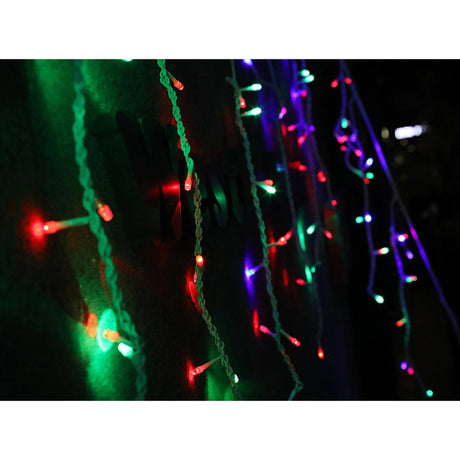 Ghirlandă luminoasă franjuri cu LED-uri roșu-albastru aprinsă, efect Flash decorativ