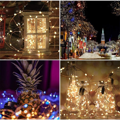 Karácsonyi installáció, 300 LED, 32 méter, kültéri használatra, napelemes töltéssel