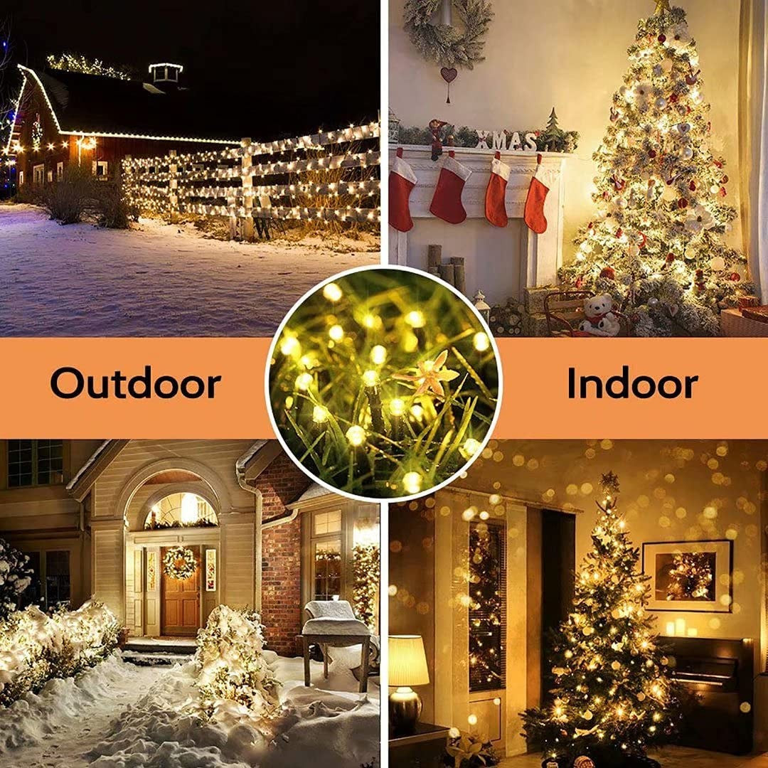 Instalatie Craciun 32 Metri, 300 De Led-Uri, Cu Energie Solara, Fir De Cupru, Liniar, Interior/Exterior