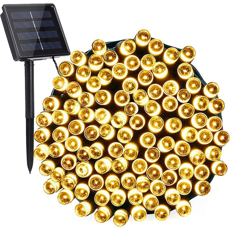 Karácsonyi installáció 32 méter, 300 LED, napelemes, rézhuzal, lineáris, beltéri/kültéri