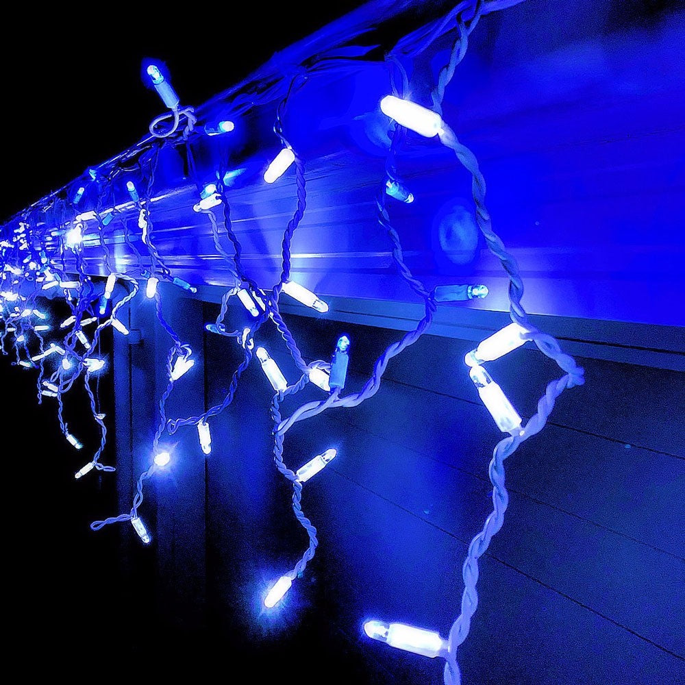 Karácsonyi installáció, 35 M, 1001 LED, rojtos, vaku, transzformátor, összekapcsolható, 3 M hosszabbító kábel mellékelve, fehér vezeték