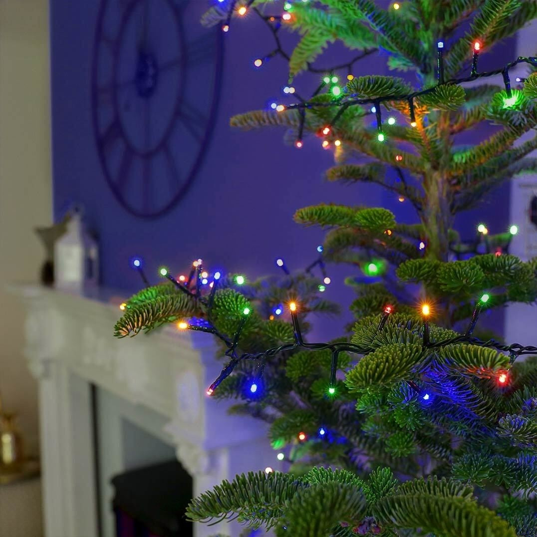 Instalatie Craciun, 35 m, 350 Led-uri ,Liniara, Rosu/Albastru/Rosu/Verde, Flash, Transformator cu telecomanda, Interconectabila, Prelungitor 5 m inclus, Fir Verde, Flippy - vivimall.ro