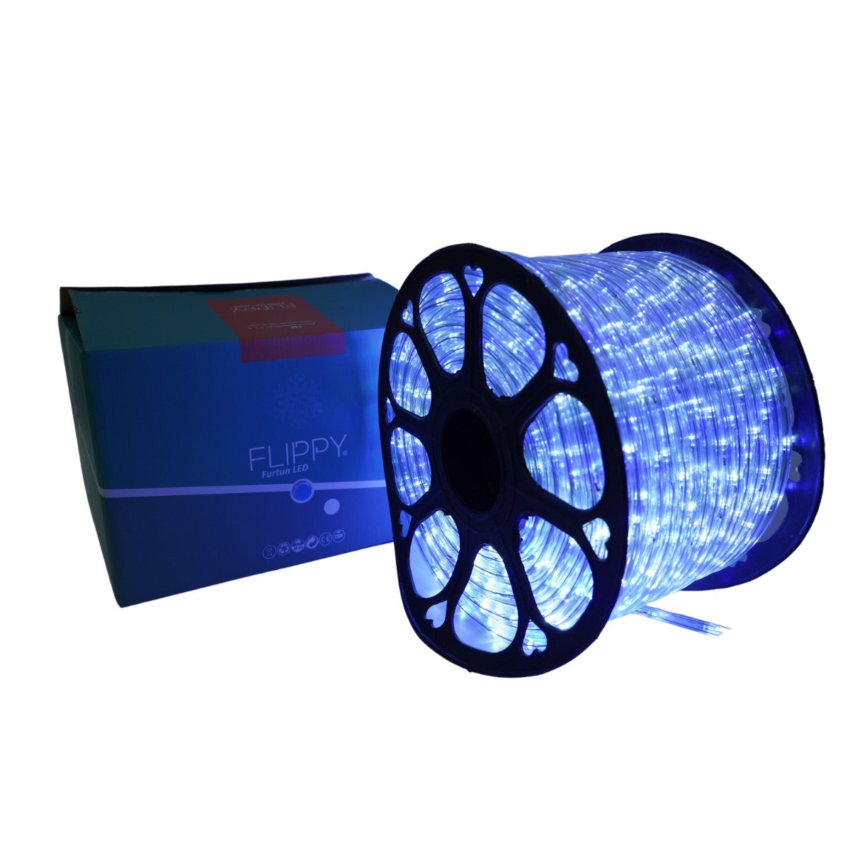 Karácsonyi installáció, 4 m, 96 LED, fénycső, hideg fehér, transzformátor, 8 fényeffektus, szekcionált, 220 V