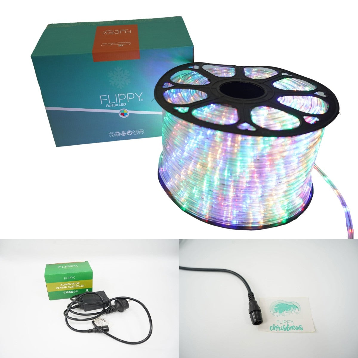 Karácsonyi installáció, 4 m, 96 LED, fénycső, transzformátor, 8 fényeffektus, szekcionált, 220 V
