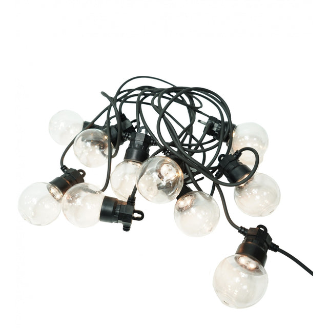 Instalație Crăciun solară, 5 m, 10 LED-uri alb-cald model bulb, vedere de ansamblu produs