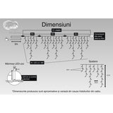 Instalatie Craciun, 5 m, 143 Led-uri ,Franjuri, Rosu / Verde/ Albastru, Flash, Transformator, Interconectabila, Prelungitor 3 m inclus, Fir Alb, Flippy - vivimall.ro