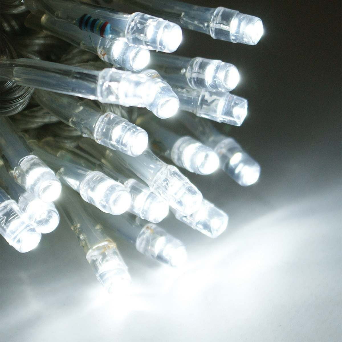 Karácsonyi installáció, 5 M, 50 LED, Lineáris, Hideg fehér, 8 fényeffektus, Transzformátor, Összeköthető, 5 M hosszabbító kábel mellékelve, Vezeték