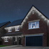 Instalatie Craciun, 5 m, Led-uri ,Franjuri, Alb rece, Flash, Alimentator, Interconectabila, Fir Alb Cauciucat, 220v, Flippy - vivimall.ro