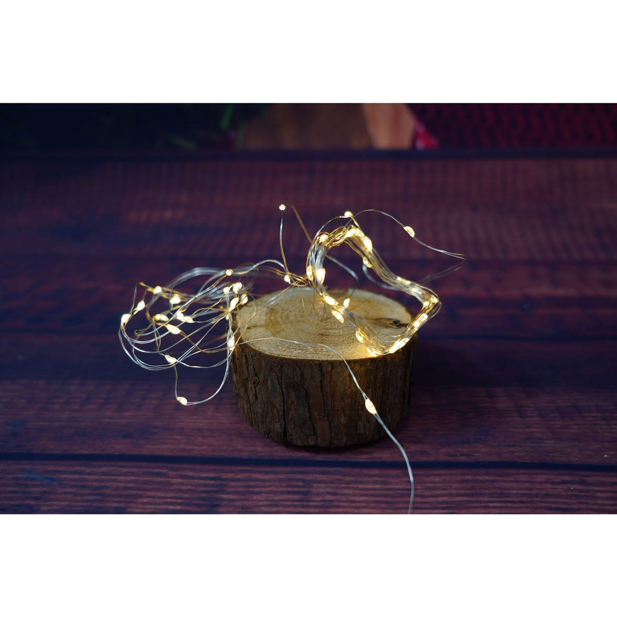 Instalatie Craciun, 5 metri, 50 LED-uri, alb cald, cu baterii, fir cupru, liniar, interior/exterior, Flippy - vivimall.ro