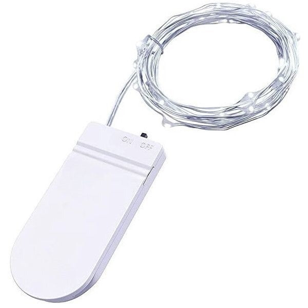 Instalatie Craciun, 5 metri, 50 LED-uri, Alb Rece, cu baterii, fir cupru, liniar, interior/exterior, Vivimall - vivimall.ro