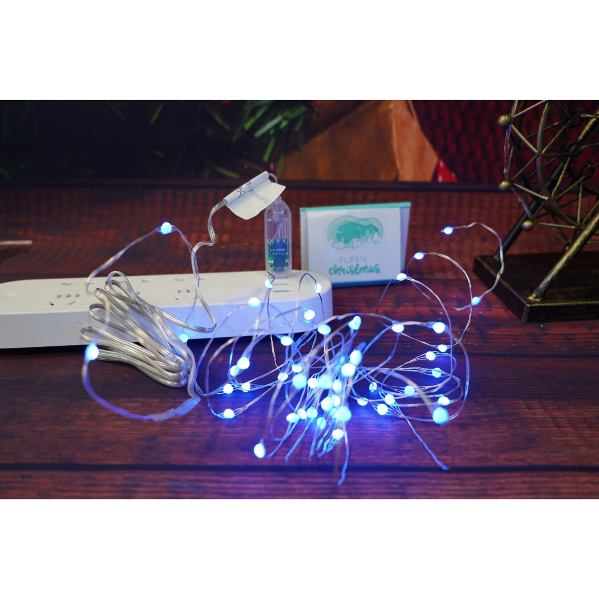 Instalatie Craciun, 5 metri, 50 LED-uri, telecomanda 32 de functii, multicolor RBG, fir cupru, USB, interior, Vivimall - vivimall.ro