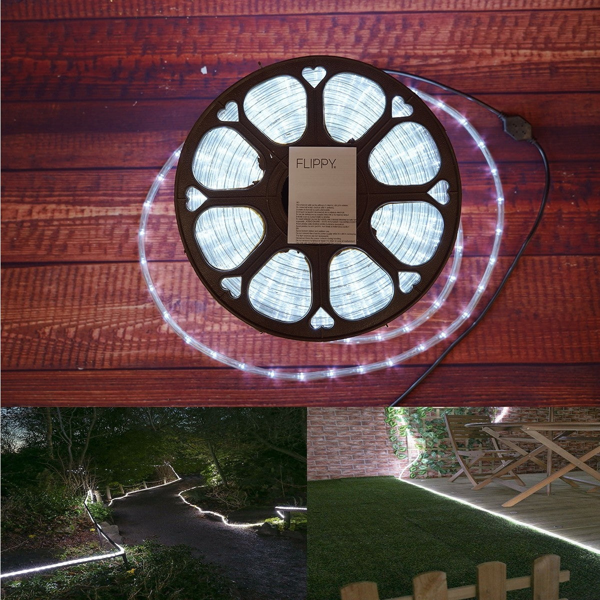 Karácsonyi Telepítés, 6 M, 144 LED, Világítótömlő, Hideg, Transzformátor, Szekcionált, 220 V