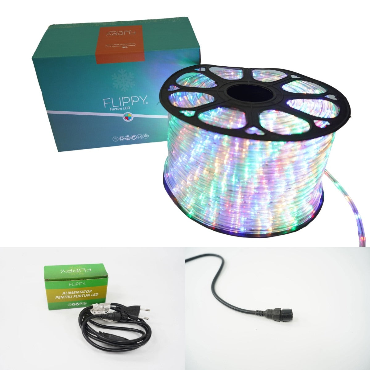 Karácsonyi installáció, 6 m, 144 LED, világítócső, transzformátor, szekcionált, 220 V