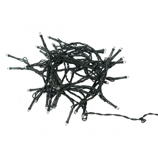 Instalatie Craciun, 8 metri, 50 de LED-uri, alb cald, telecomanda 8 functii, cu energie solara, fir negru, liniar, interior/exterior, Vivimall - vivimall.ro