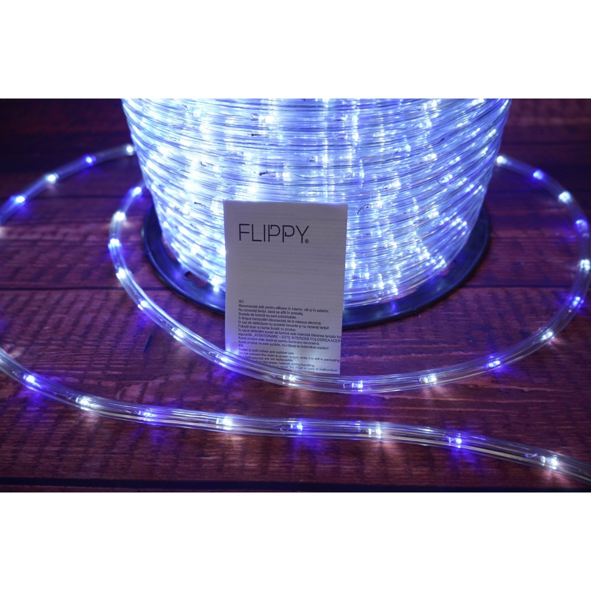 Karácsonyi installáció, 8 m, 192 LED, fénycső, hideg fehér, transzformátor, 8 fényeffektus, szekcionált, 220 V
