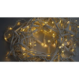 Karácsonyi installáció, 85 M, LED-ek, rojtos, vaku, tápegység, összekapcsolható, fehér gumírozott vezeték, 220V