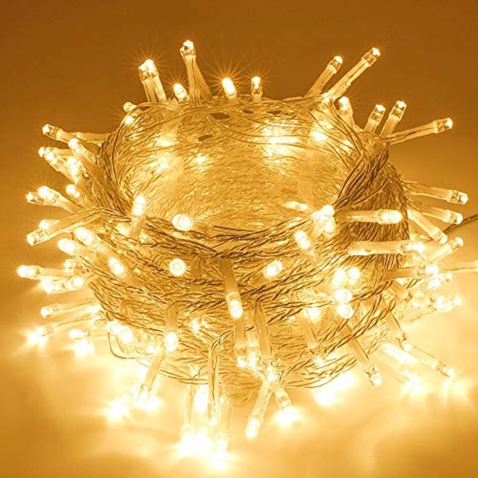 Karácsonyi installáció, 90 M, 2160 LED, rojtos, meleg fehér, villanófény, tápegység, összekapcsolható, gumírozott vezeték, 220V