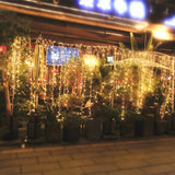 Karácsonyi installáció, 90 M, 2160 LED, rojtos, meleg fehér, villanófény, tápegység, összekapcsolható, gumírozott vezeték, 220V
