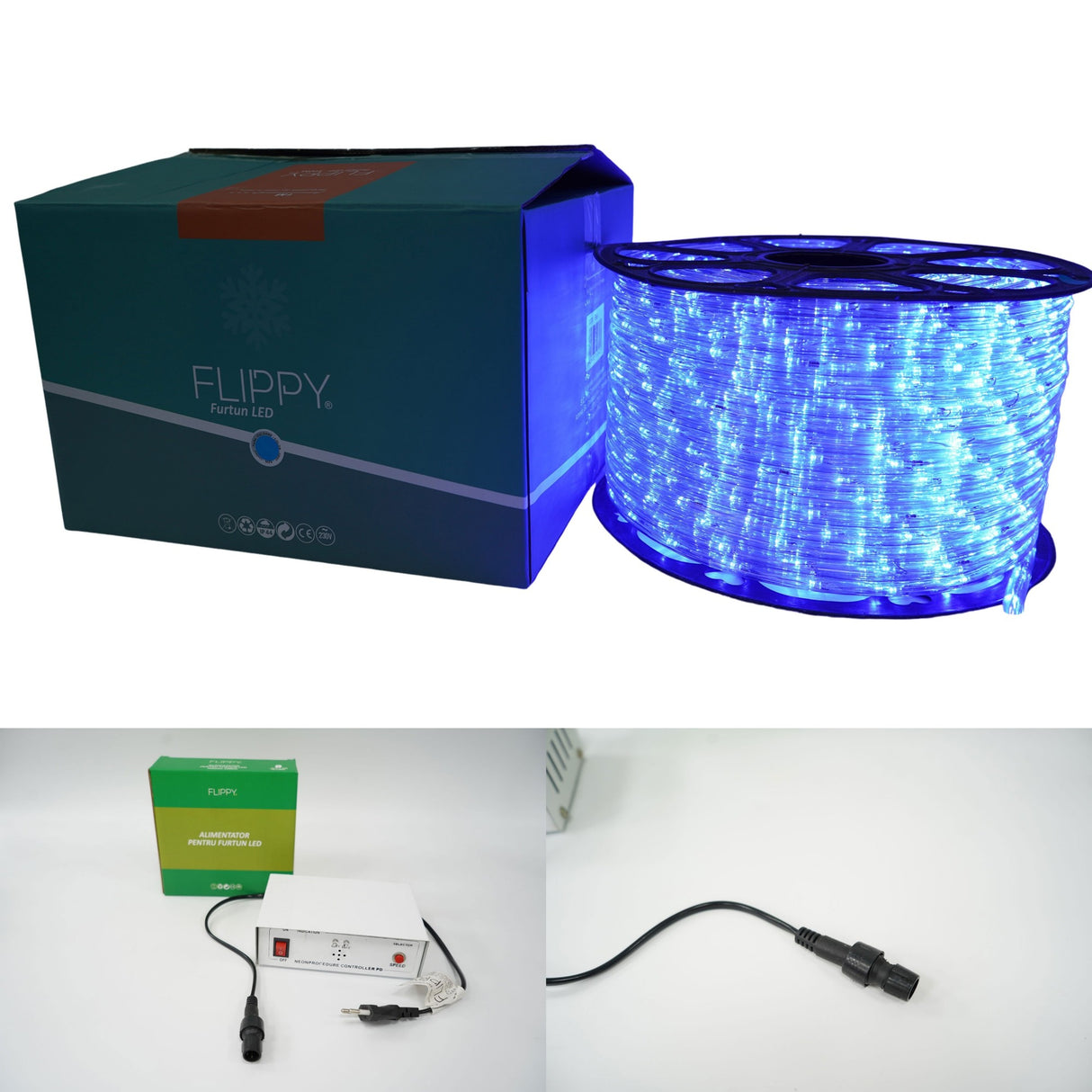 Karácsonyi installáció, 96 M, 2304 LED, Fénycső, Transzformátor, 8 Fényeffektus, Szekcionált, 220 V
