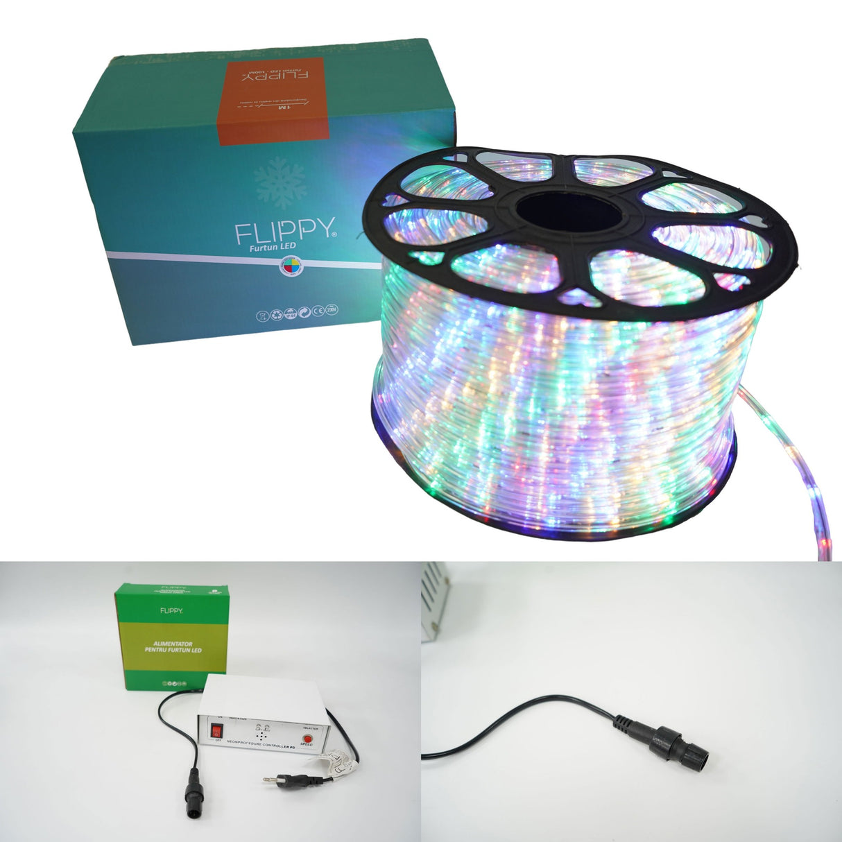 Karácsonyi installáció, 96 M, 2304 LED, Fénycső, Transzformátor, 8 Fényeffektus, Szekcionált, 220 V