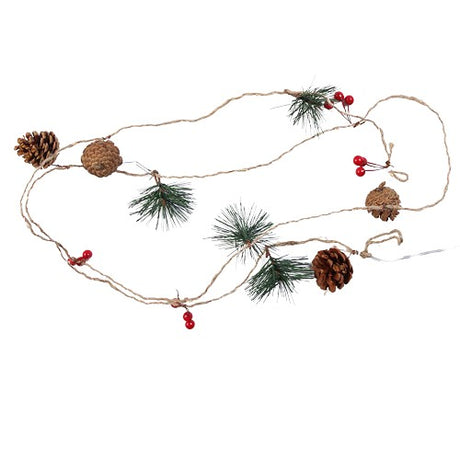 Instalatie Craciun cu baterii, 2 metri, 20 LED-uri tip ace si conuri de pin simple, Alb Cald, Vivimall - vivimall.ro