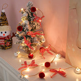 Instalatie Craciun cu baterii, 2 metri, 20 LED-uri tip clopotei si mingiute, Alb Cald, Vivimall - vivimall.ro