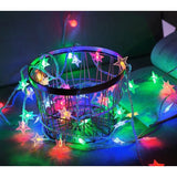 Karácsonyi elemes installáció, 3 méter, 20 csillag LED, vezeték, többszínű