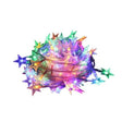 Instalație Crăciun 6 metri cu 40 LED-uri tip stea multicolor, fir cupru transparent, vedere de ansamblu