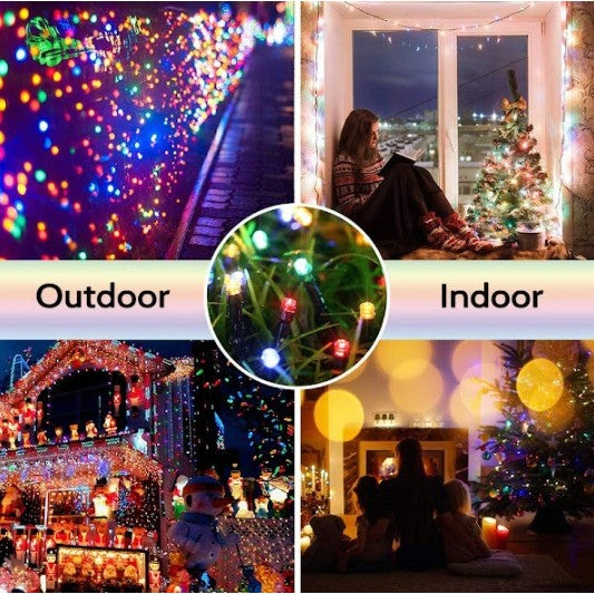 Instalatie Craciun 32 Metri, 300 De Led-Uri, Cu Energie Solara, Fir De Cupru, Liniar, Interior/Exterior