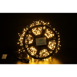 Instalatie Craciun liniara cu transformator, 50m, alb cald, 2000 LED-uri, fir negru, 8 jocuri de lumini, Vivimall - vivimall.ro