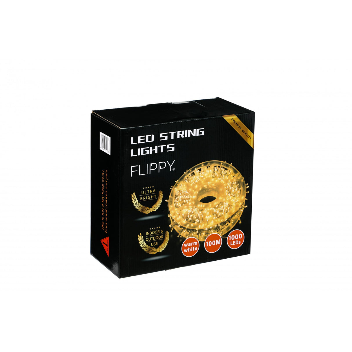 Instalatie Craciun liniara cu transformator, 100m, alb cald, 1000 LED-uri, fir transparent, 8 jocuri de lumini, Vivimall - vivimall.ro