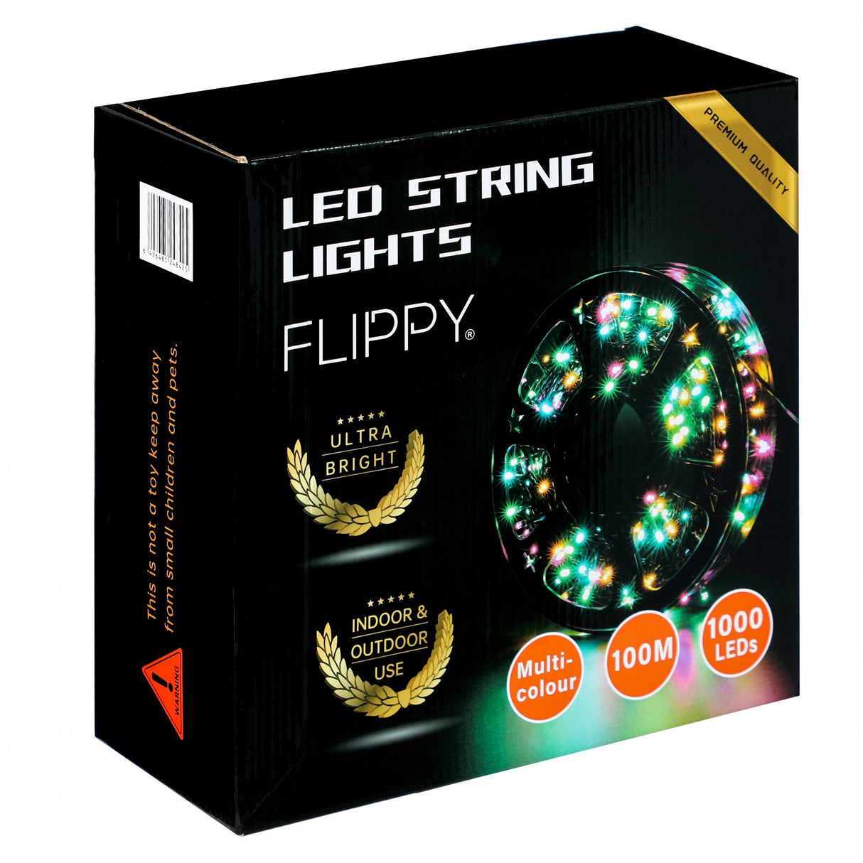 Lineáris Karácsonyi Installáció Transzformátorral, 100M, 1000 LED, Fekete Vezeték, 8 Fényeffektus