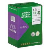 Instalatie Craciun liniara, cu transformator 31V, 10m, alb cald, 100 LED-uri V5, 8 jocuri de lumini, Fir verde, Vivimall - vivimall.ro