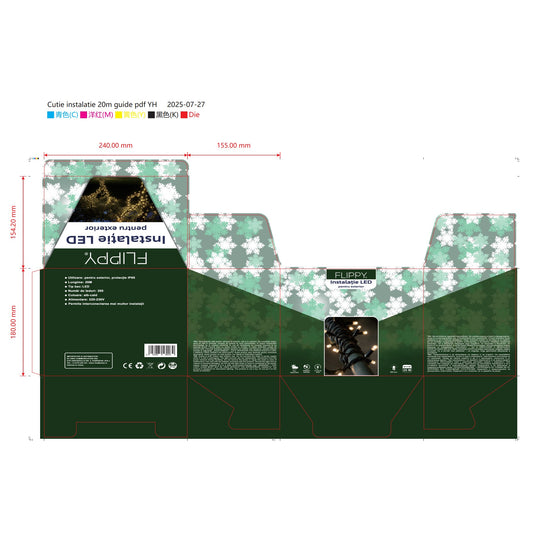 Instalatie Craciun Liniara exterior IP65, cu Alimentator 1.5 m inclus, 20 metri, 200 LED, Alb Cald - vivimall.ro