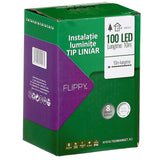 Instalatie Craciun liniara, cu transformator 31V, 10m, Alb Rece, 100 LED-uri V5, 8 jocuri de lumini, Fir verde, Vivimall - vivimall.ro