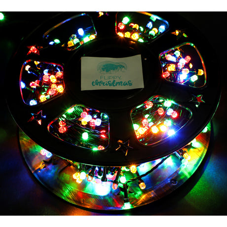 Instalatie Craciun liniara, fir negru, cu transformator, 50m, alb cald, 500 LED-uri V5, 8 jocuri de lumini, Vivimall - vivimall.ro