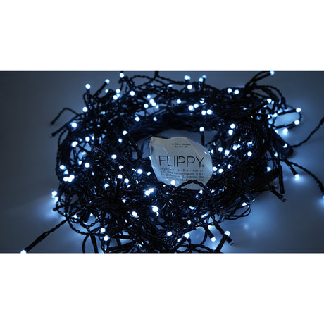 Instalatie Craciun Profesionala de Exterior IP65, 10 m, 240 Led-uri Mari ,Franjuri, Alb rece, Flash, Alimentator, Interconectabila, Fir Negru Cauciucat, 220v, Flippy - vivimall.ro