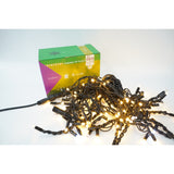 Instalatie Craciun Profesionala de Exterior IP65, 115 m, 2760 Led-uri Mari ,Franjuri, Alb cald, Flash, Alimentator de 1.5 m, Interconectabila, Prelungitor 6.5 m inclus, Fir Negru Cauciucat, 220v, Vivimall - vivimall.ro