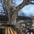 Instalație crăciun exterior 20 m, 200 LED-uri mari alb rece, IP65, fir negru – vedere de ansamblu