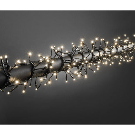 Instalatie Craciun Profesionala de Exterior IP65, 30 m, 300 Led-uri Mari ,Liniara, Alb cald, Interconectabila, Prelungitor 1.5 m inclus, Fir Negru, Vivimall - vivimall.ro