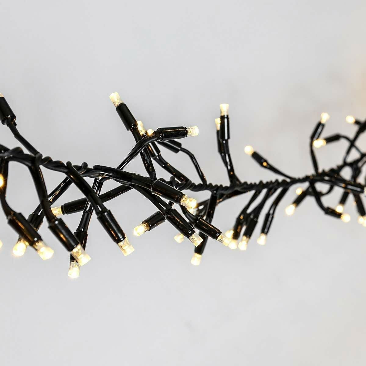 Instalatie Craciun Profesionala de Exterior IP65, 76 m, 760 Led-uri Mari ,Liniara, Alb cald, Interconectabila, Prelungitor 1.5 m inclus, Fir Negru, Vivimall - vivimall.ro