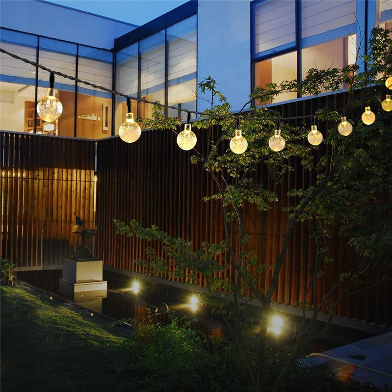 Instalatie Craciun, Tip Globuri De Cristal, 20 Led-Uri, 5 Metri, Energie Solara, Senzor De Lumina